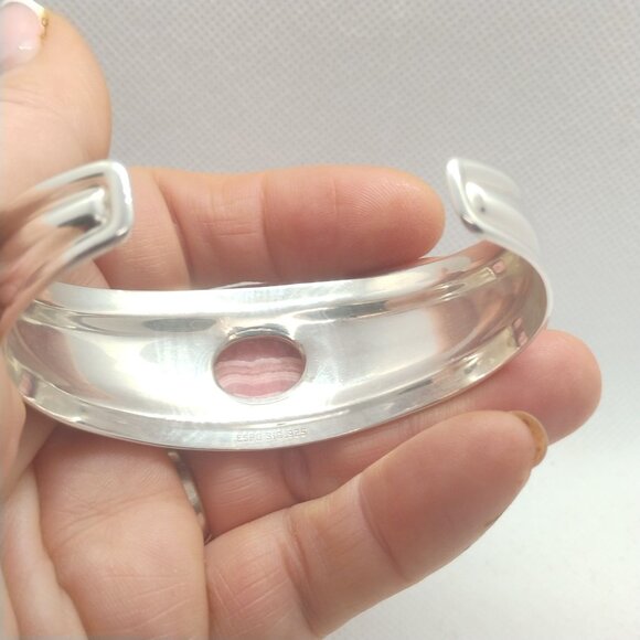 Espo Joseph Esposito Sterling Silver Rhodochrosite Cuff Bracelet - Picture 5 of 9